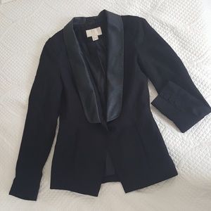 Beautiful Black Blazer with Leather Lapel